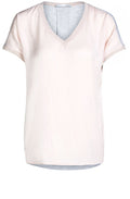 Contrasting Silky Pink Front Top