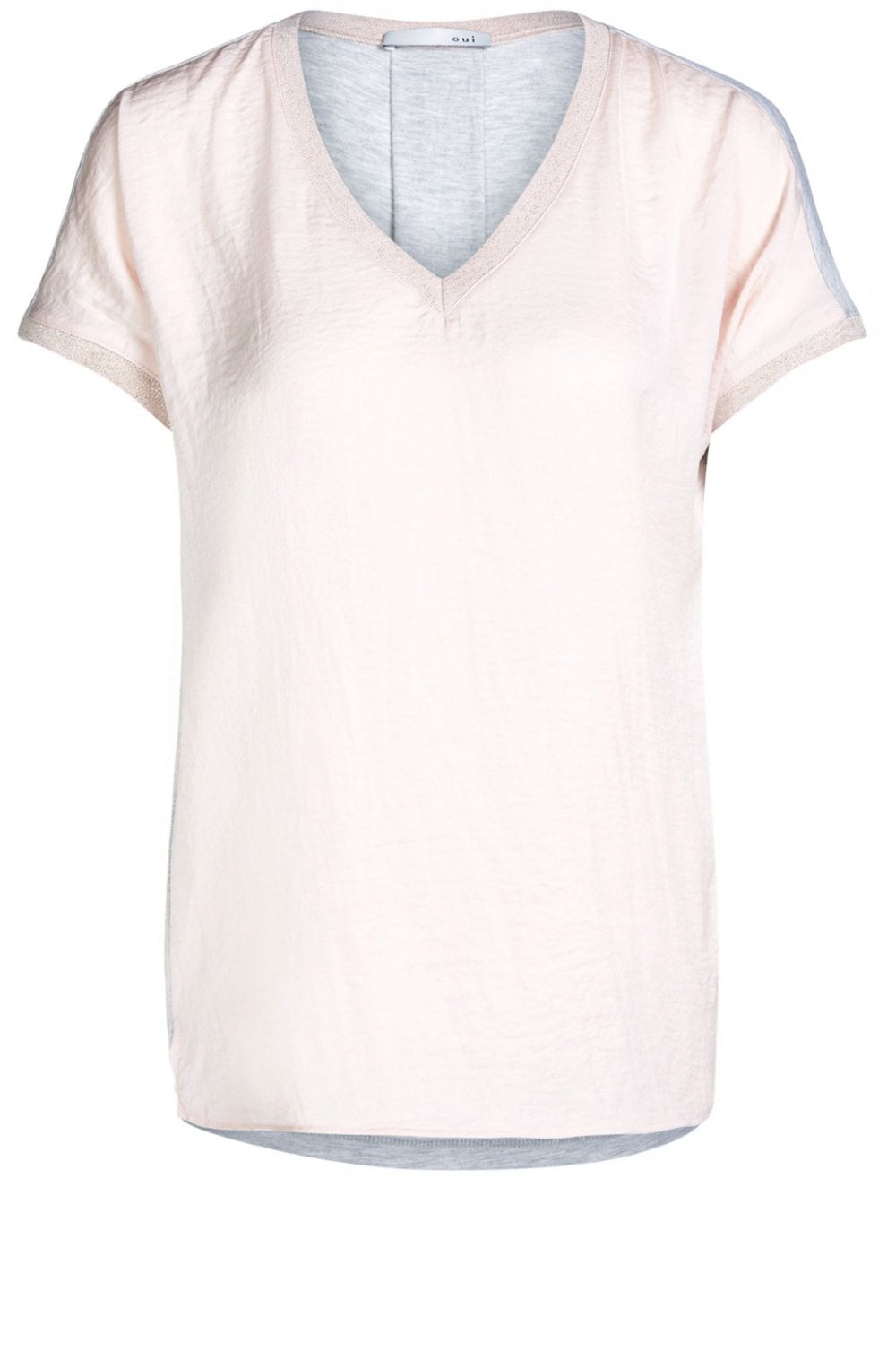 Contrasting Silky Pink Front Top