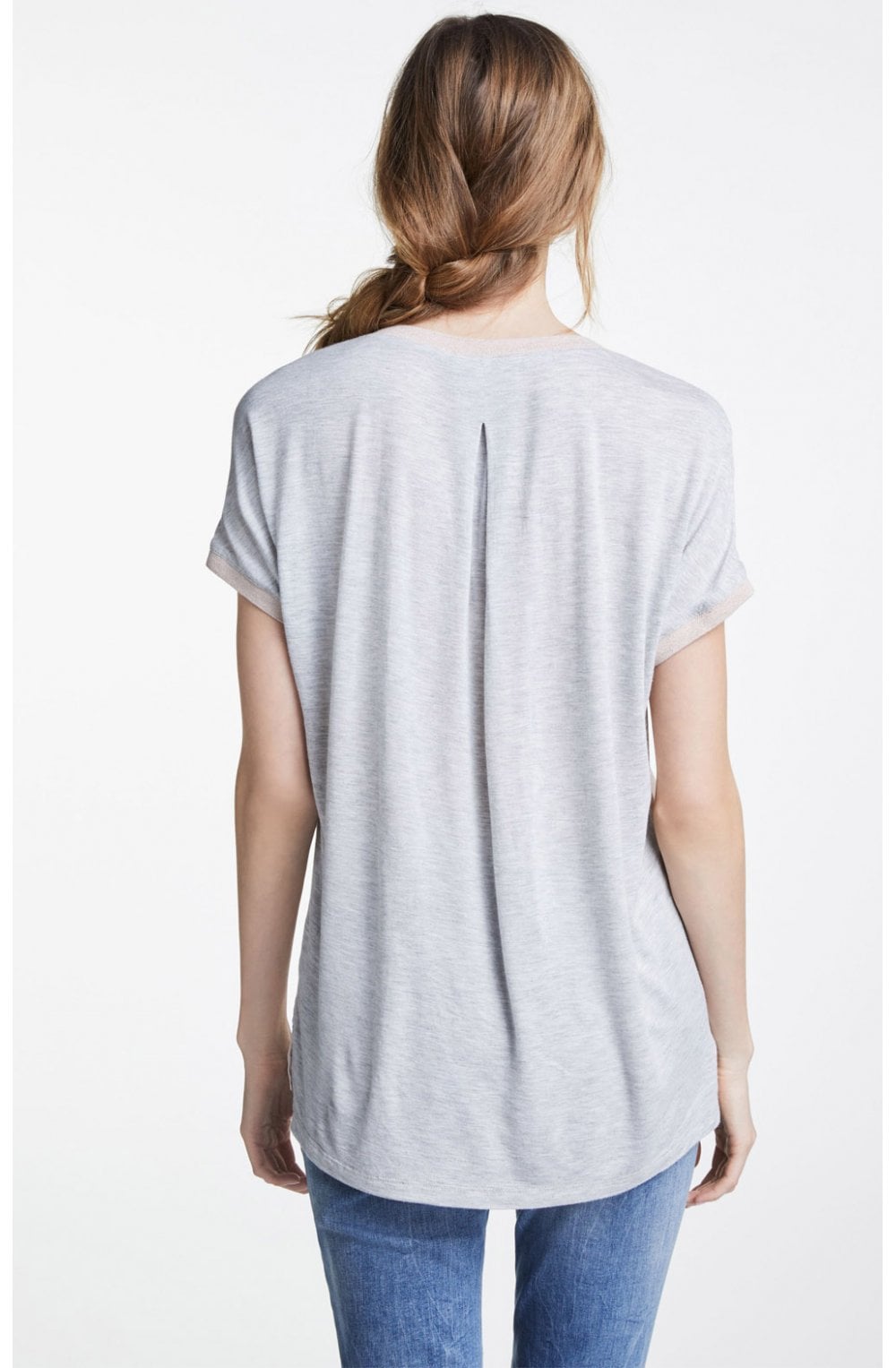 Contrasting Silky Pink Front Top