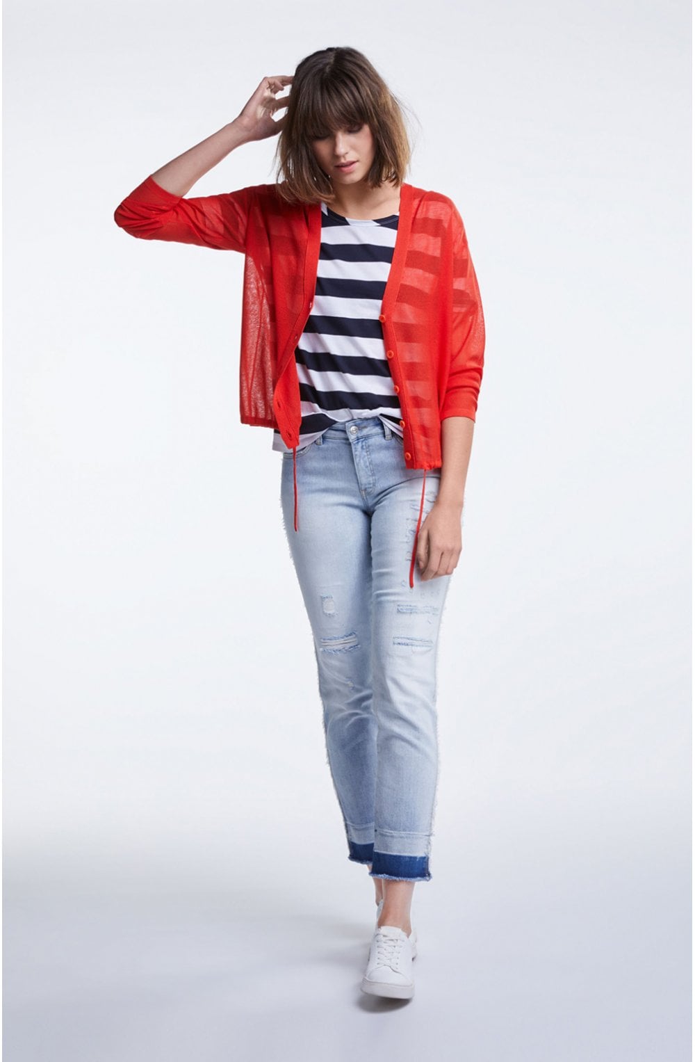 Contrasting Striped Jersey Top
