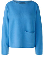 Corn Flower Blue Relaxed Jumper with Oversized Pocket