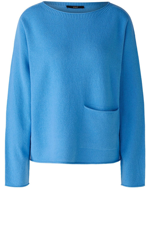 Corn Flower Blue Relaxed Jumper with Oversized Pocket