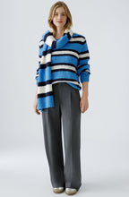 Cornflower Blue and White Striped Knitted Scarf
