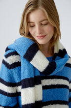 Cornflower Blue and White Striped Knitted Scarf