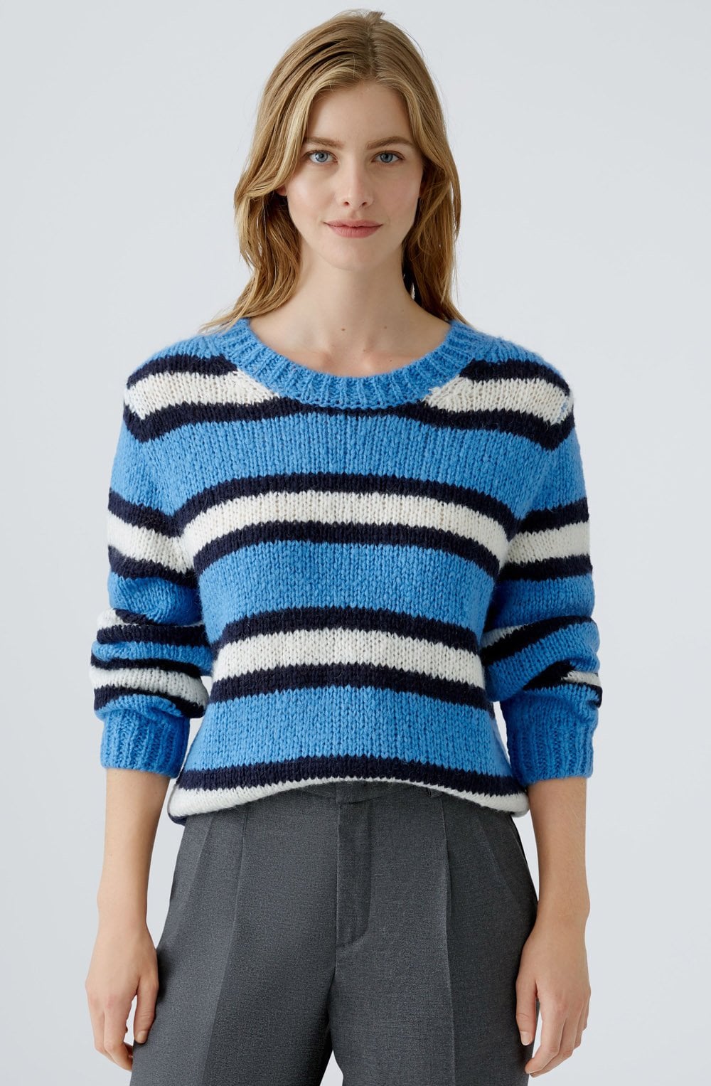 Cornflower Blue Striped Oversized Jumper