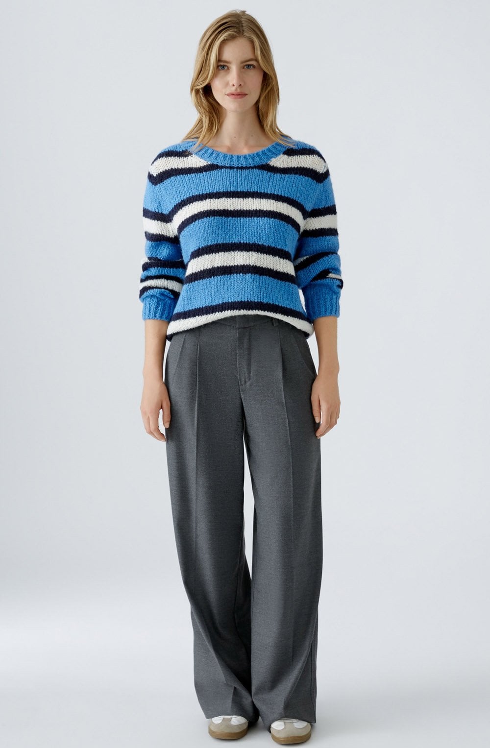 Cornflower Blue Striped Oversized Jumper