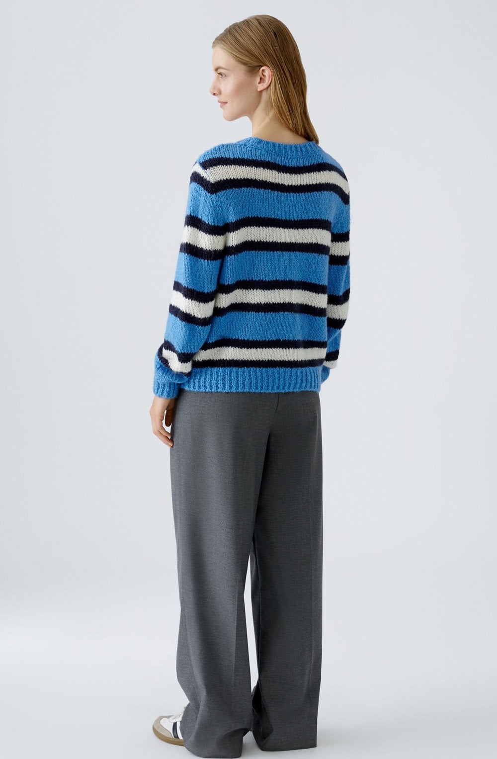 Cornflower Blue Striped Oversized Jumper