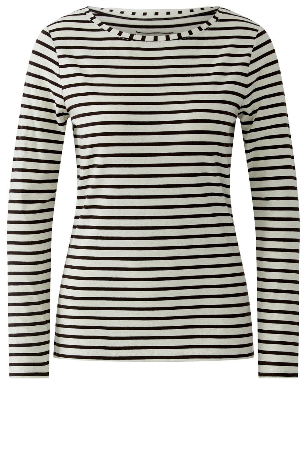 Cream and Ganache Striped Jersey Top