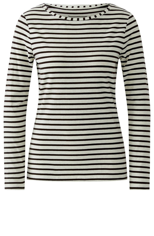 Cream and Ganache Striped Jersey Top