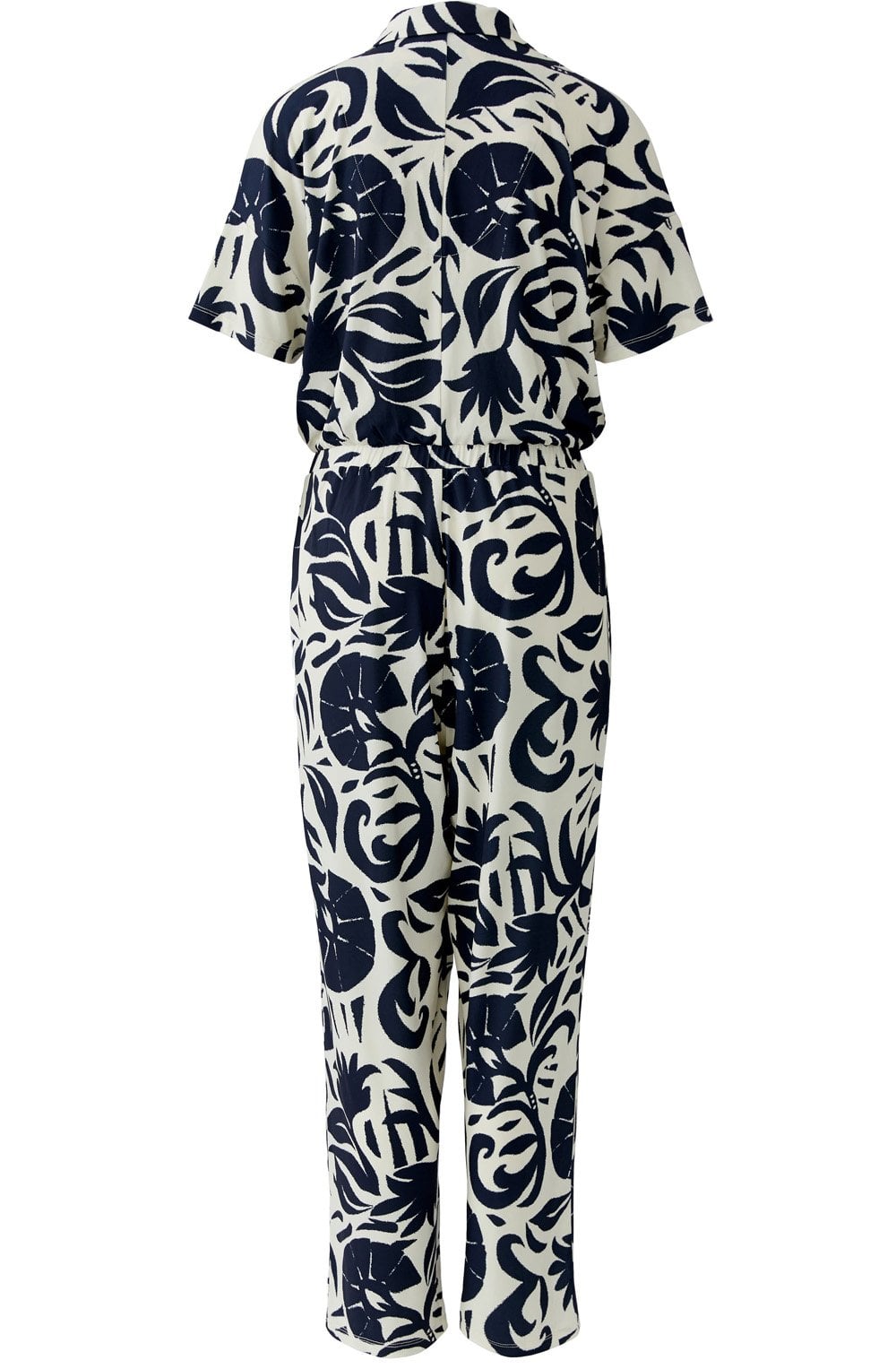 Cream & Blue Bold Print Jumpsuit
