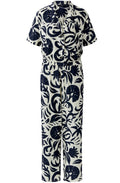 Cream & Blue Bold Print Jumpsuit
