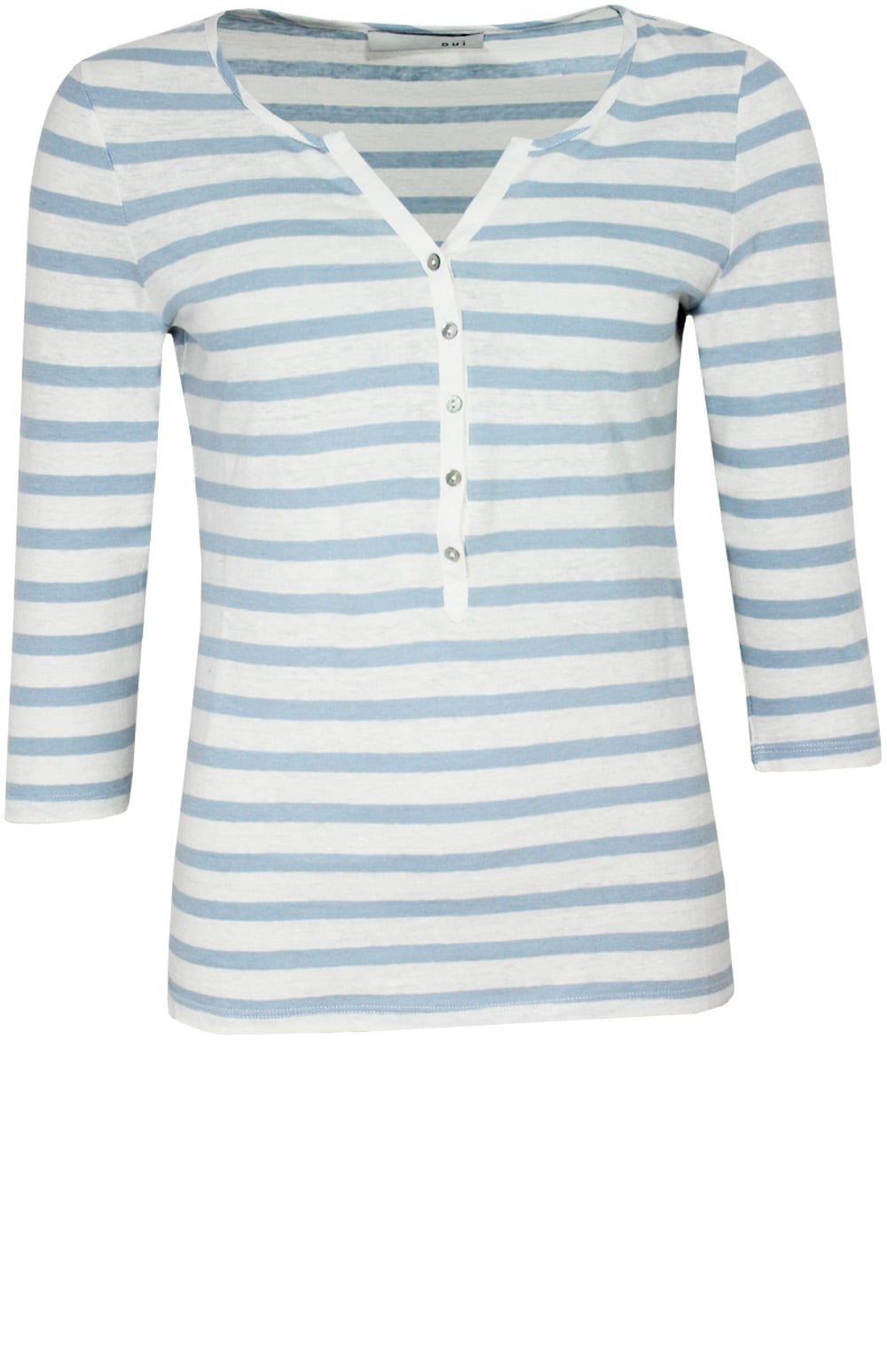 Cream & Blue Striped Top