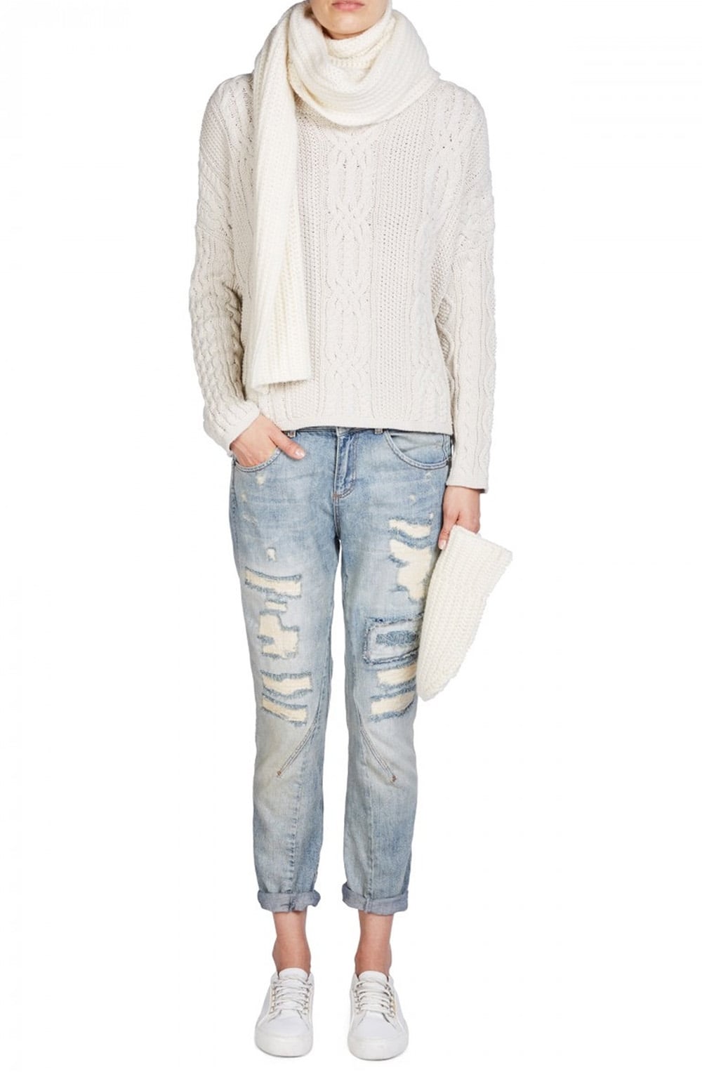 Cream Cable Knit Sweater
