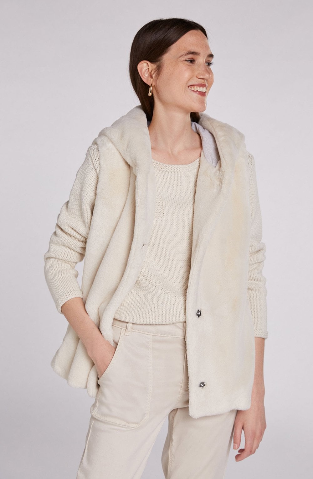 Cream Faux Fur Waistcoat