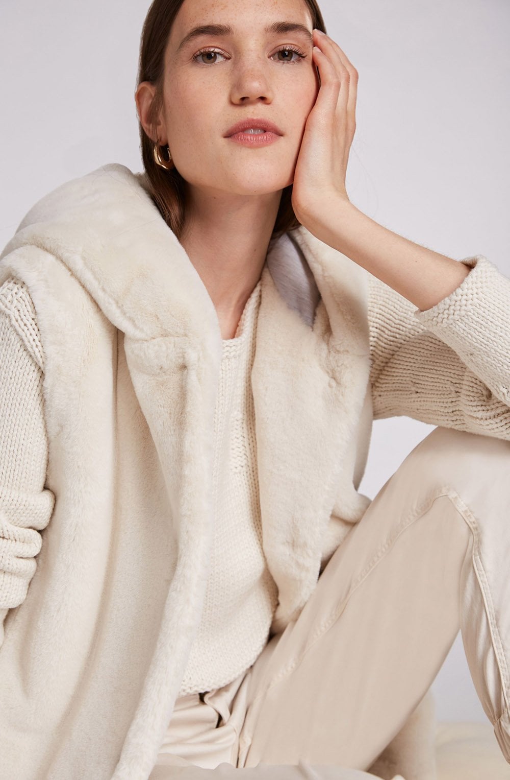 Cream Faux Fur Waistcoat