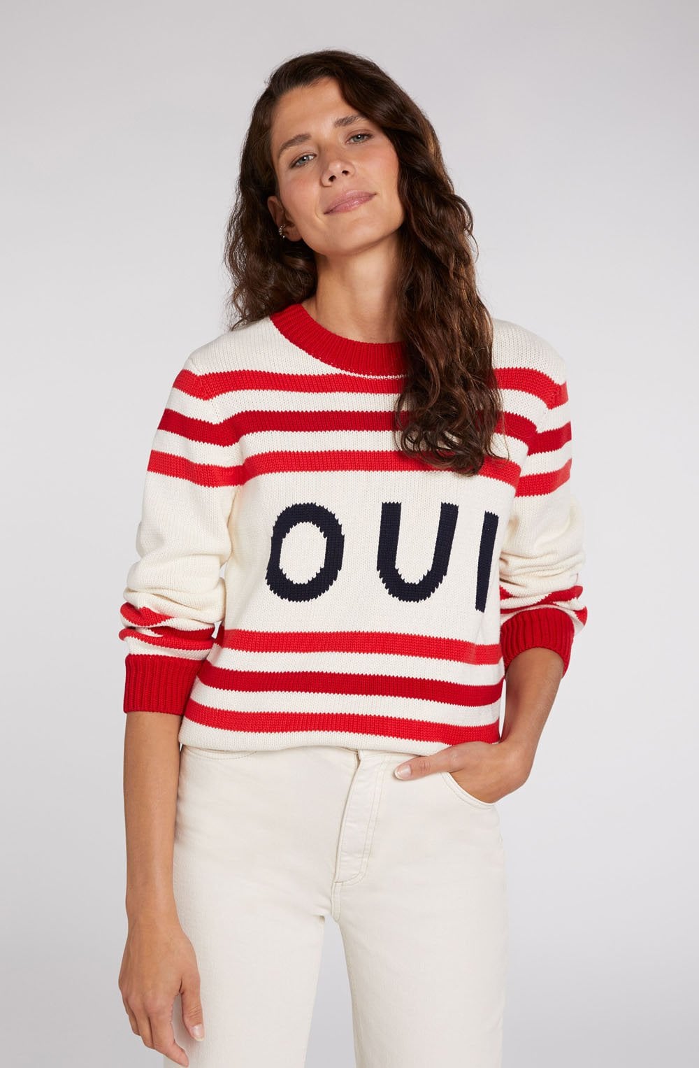 Cream & Red Stripe Design Jumper