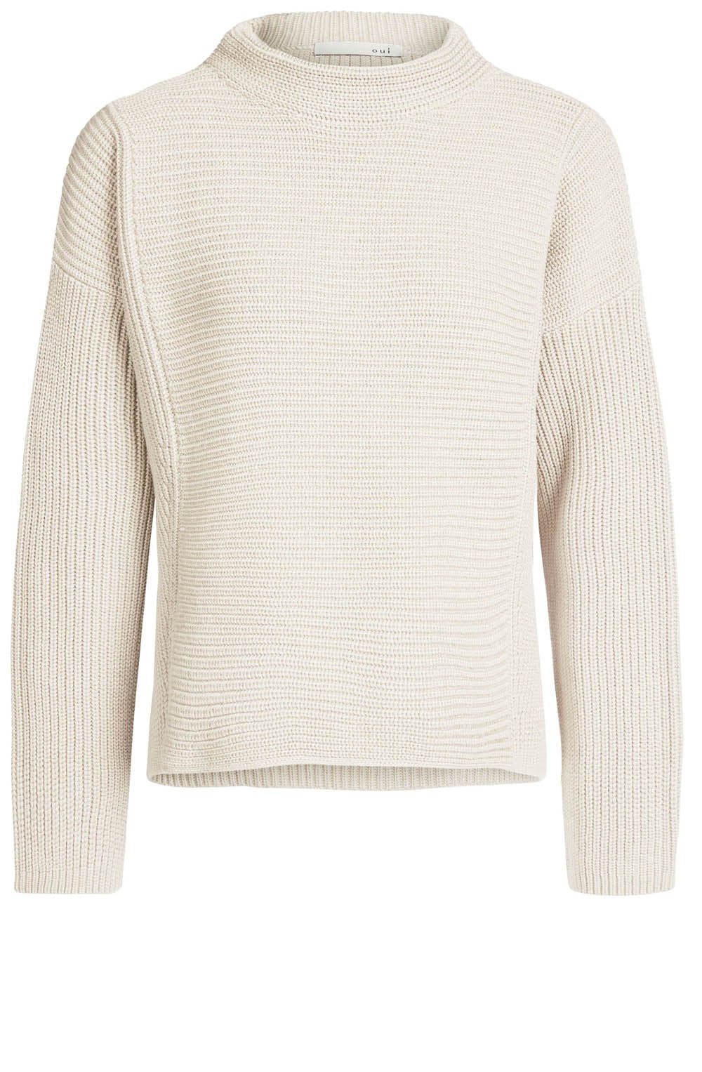 Cream Ribbed Knit Sweater