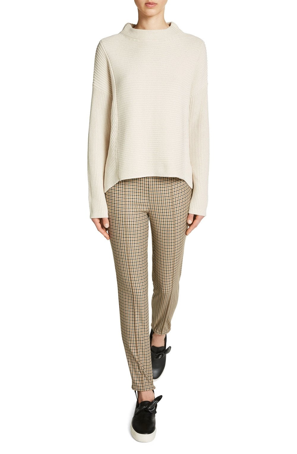 Cream Ribbed Knit Sweater