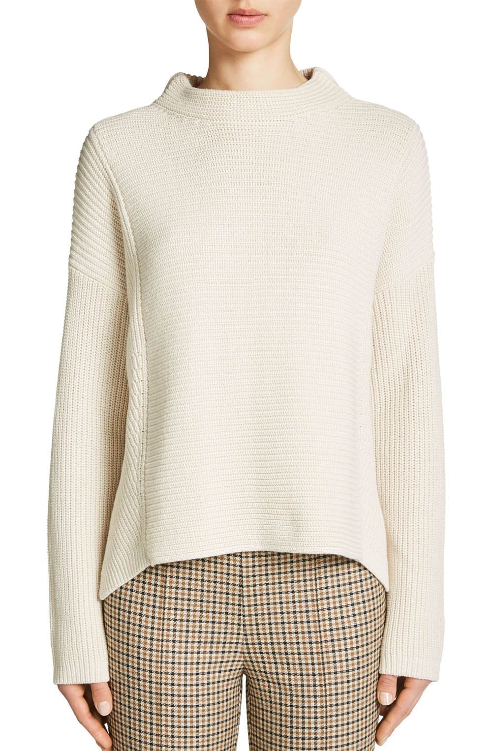 Cream Ribbed Knit Sweater