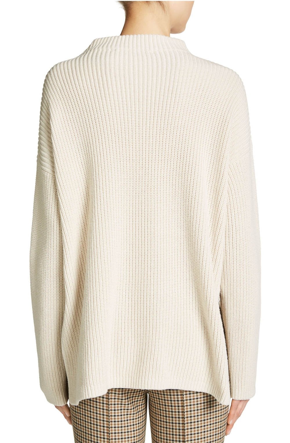 Cream Ribbed Knit Sweater