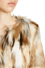 Cream & Tan Faux Fur Coat