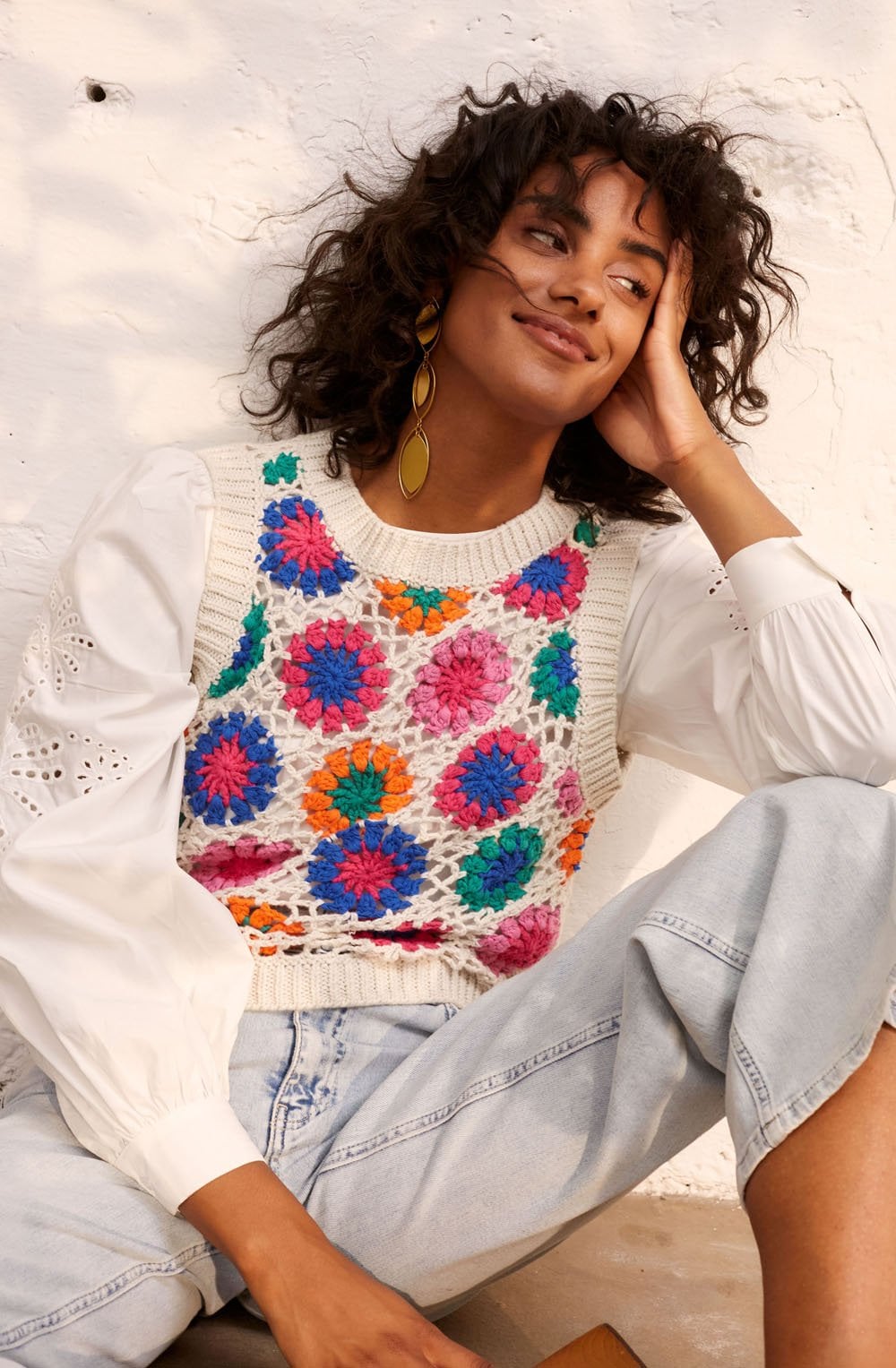 Crocheted Floral Slip Over