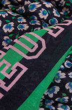 Dark Blue and Green Reunite Slogan Scarf