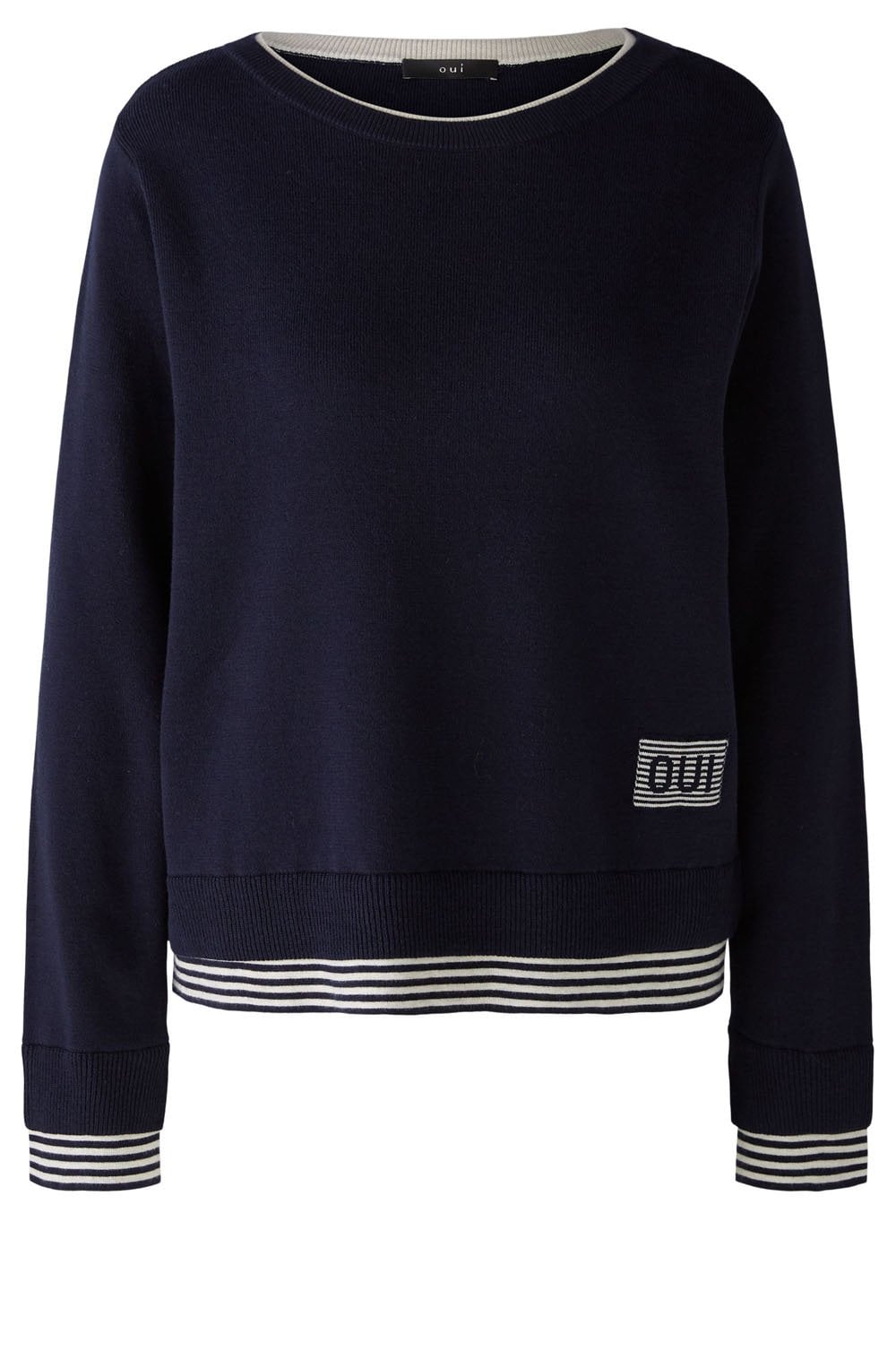 Dark Blue and Off White Layered Effect Jumper