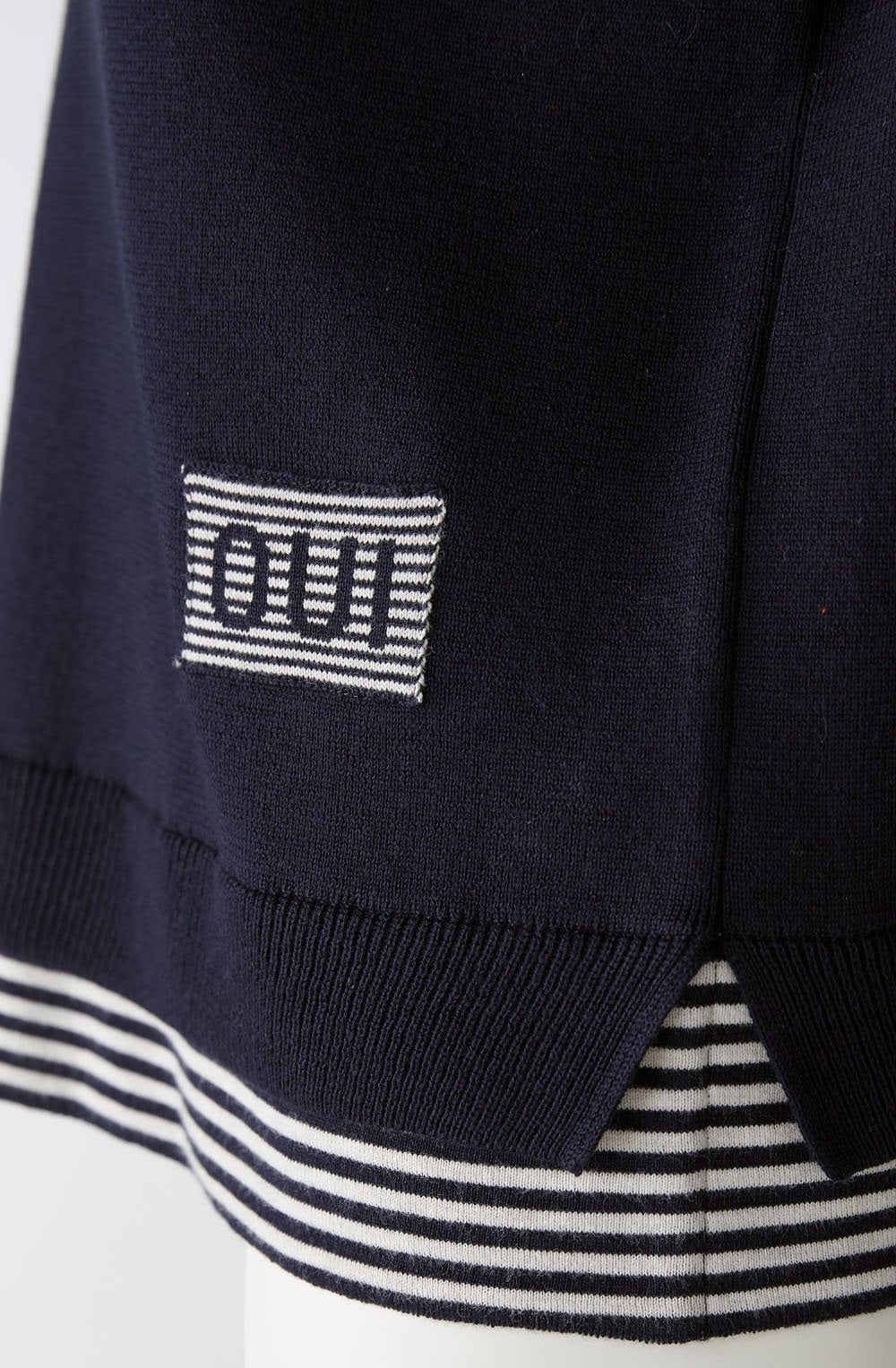 Dark Blue and Off White Layered Effect Jumper