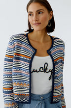 Dark Blue and Rose Knitted Stripe Jacket
