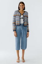 Dark Blue and Rose Knitted Stripe Jacket