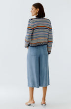 Dark Blue and Rose Knitted Stripe Jacket