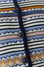 Dark Blue and Rose Knitted Stripe Jacket