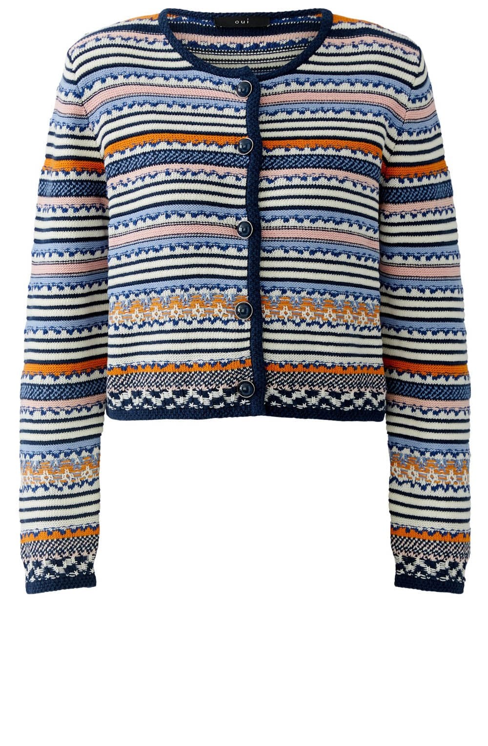 Dark Blue and Rose Knitted Stripe Jacket
