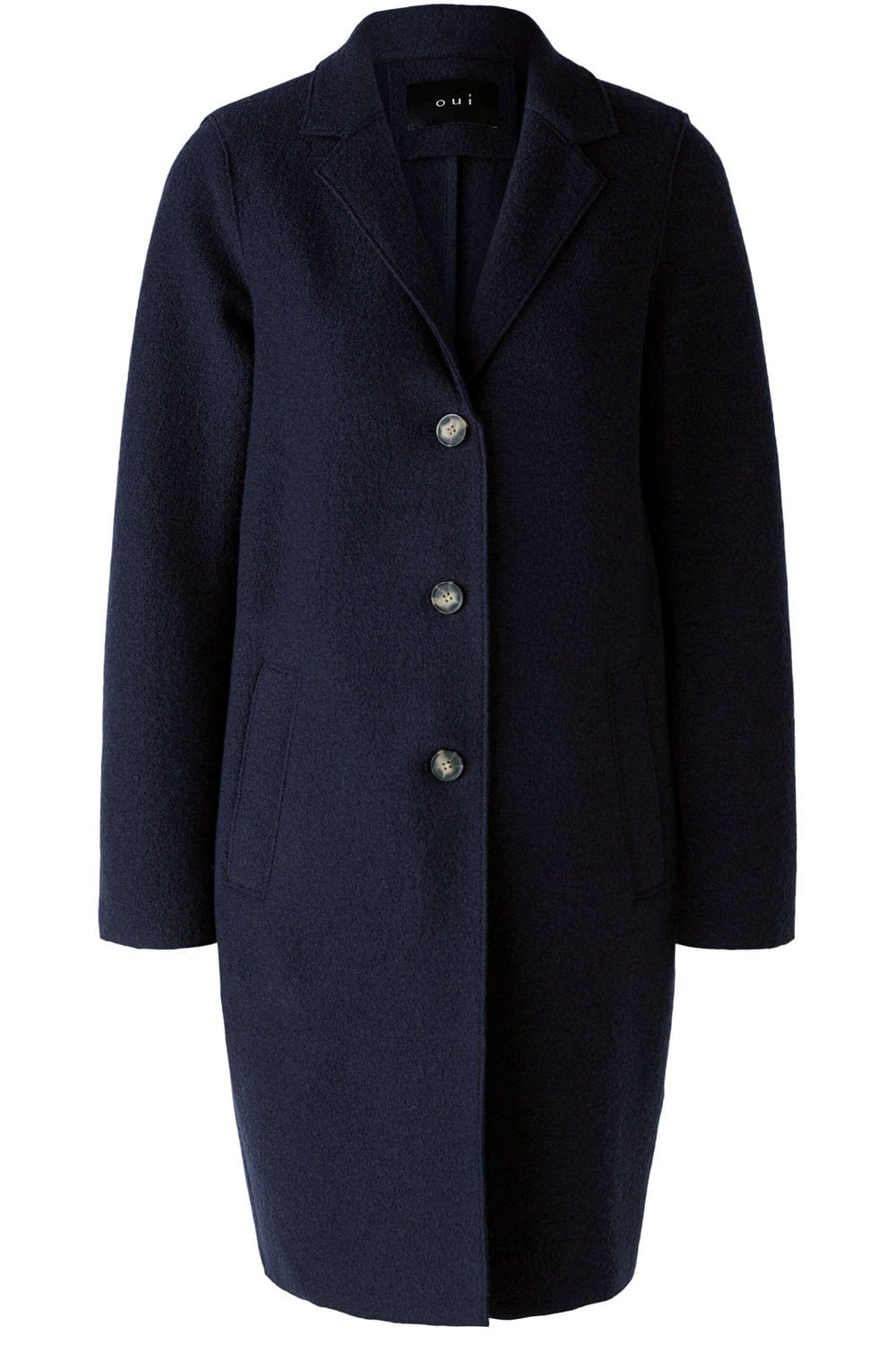 Dark Blue Boiled Wool Coat