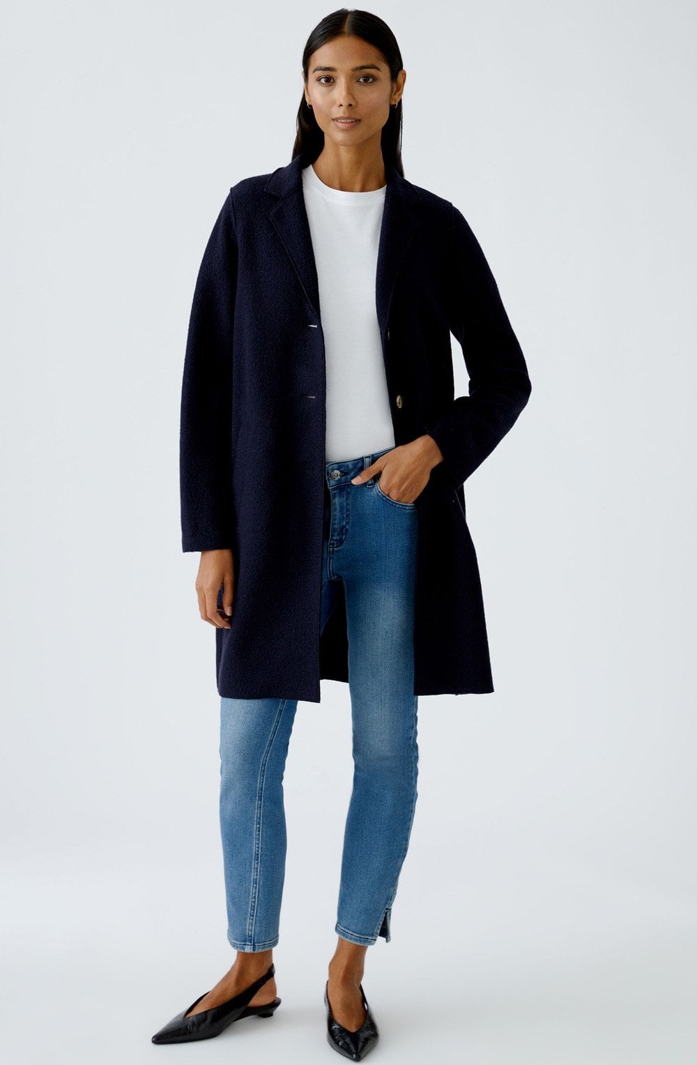 Dark Blue Boiled Wool Coat