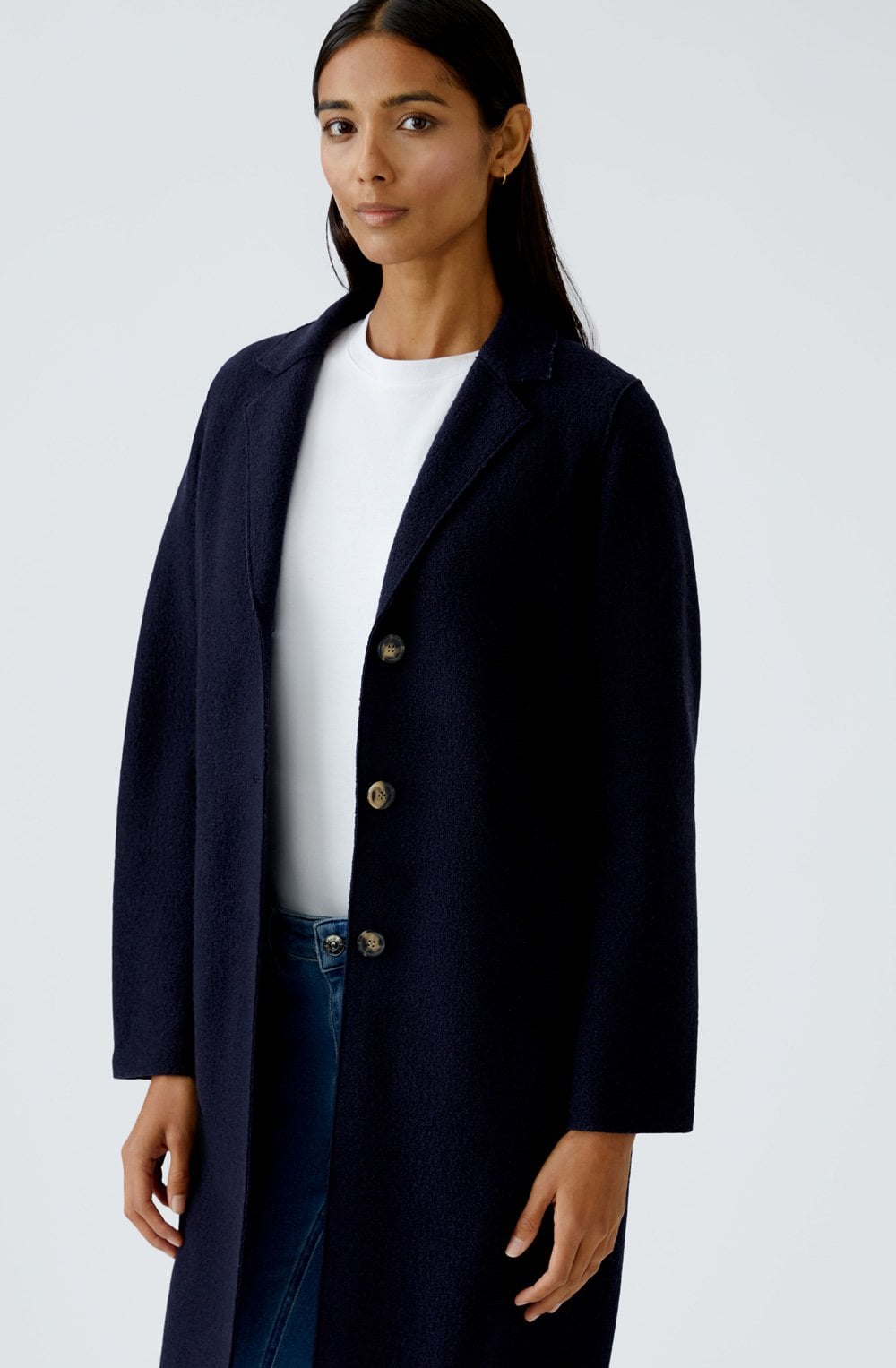 Dark Blue Boiled Wool Coat