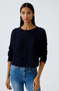 Dark Blue Cable Knit Boxy Jumper