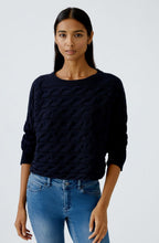 Dark Blue Cable Knit Boxy Jumper