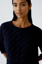 Dark Blue Cable Knit Boxy Jumper