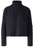 Dark Blue Cable Knit Turtle Neck Jumper