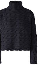 Dark Blue Cable Knit Turtle Neck Jumper