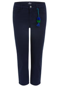 Dark Blue Cropped Mid Waist Jeans