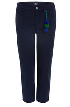 Dark Blue Cropped Mid Waist Jeans