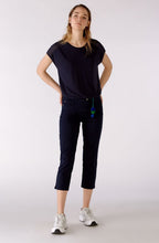 Dark Blue Cropped Mid Waist Jeans