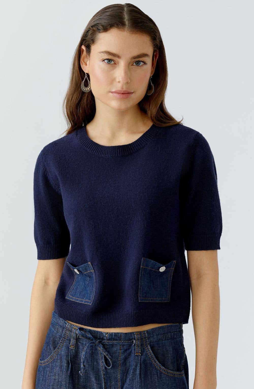 Dark Blue Denim Pocket Jumper