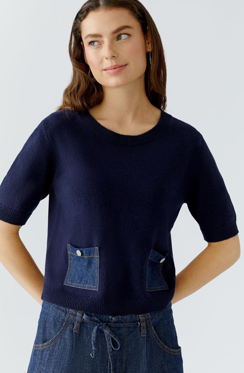 Dark Blue Denim Pocket Jumper
