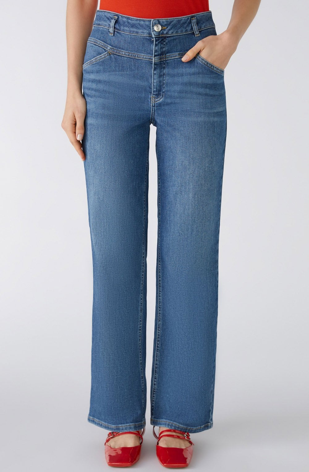 Dark Blue Denim Straight Wide Leg Jeans