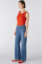 Dark Blue Denim Straight Wide Leg Jeans