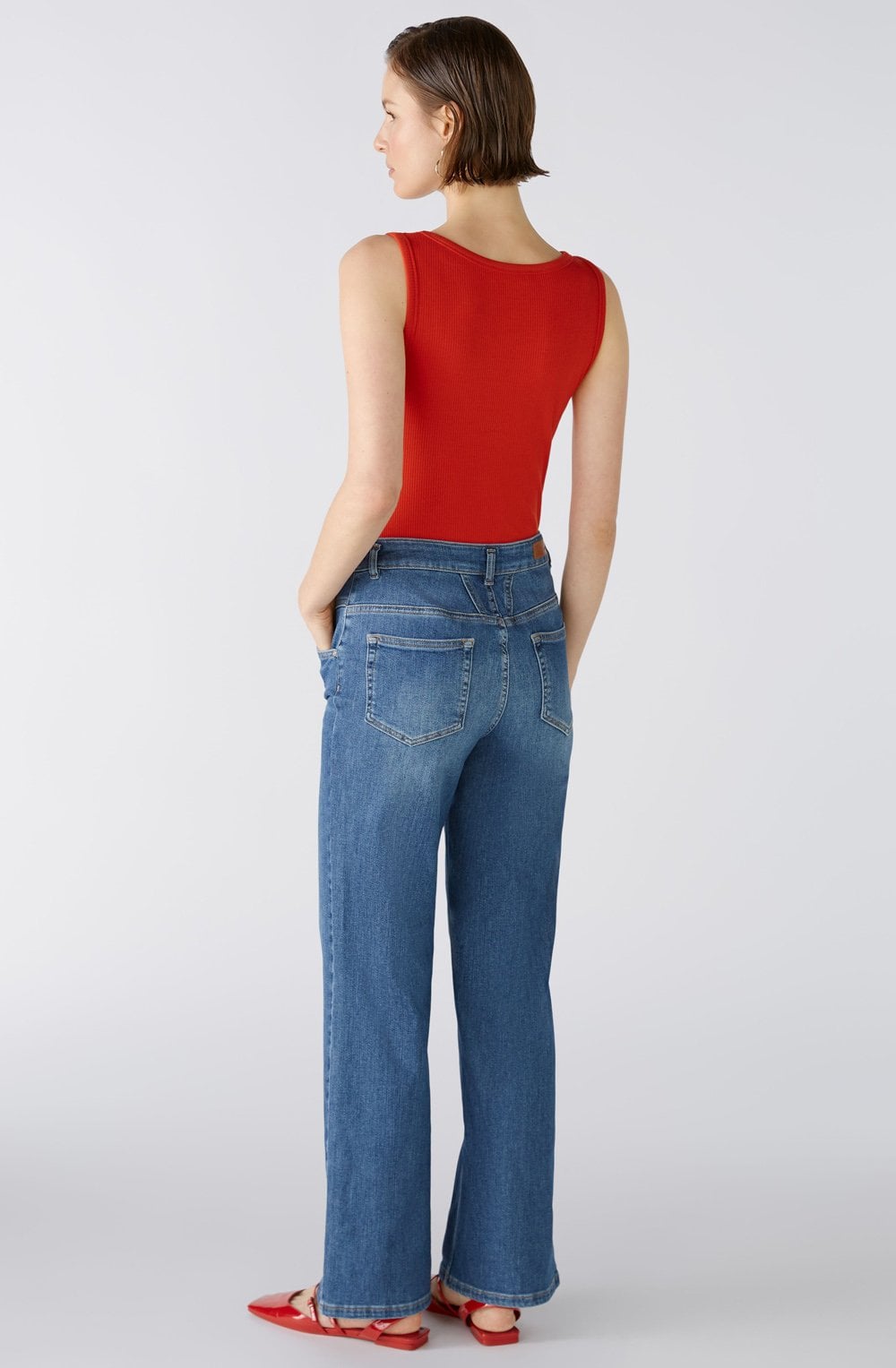Dark Blue Denim Straight Wide Leg Jeans